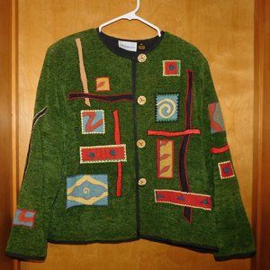 Vintage Green Embroidered Blazer